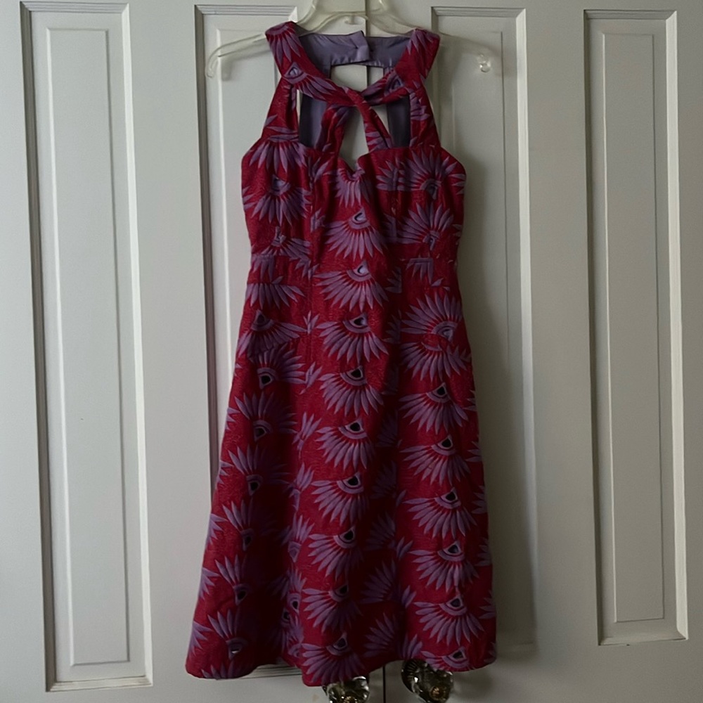 Nanette Lepore Stylish Red and Purple Halter Dress